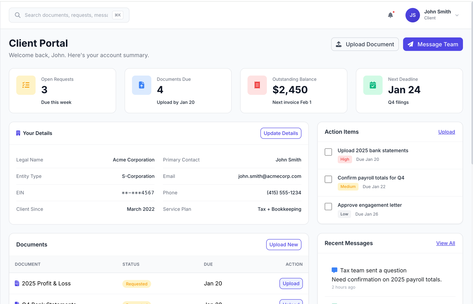 Client profile overview