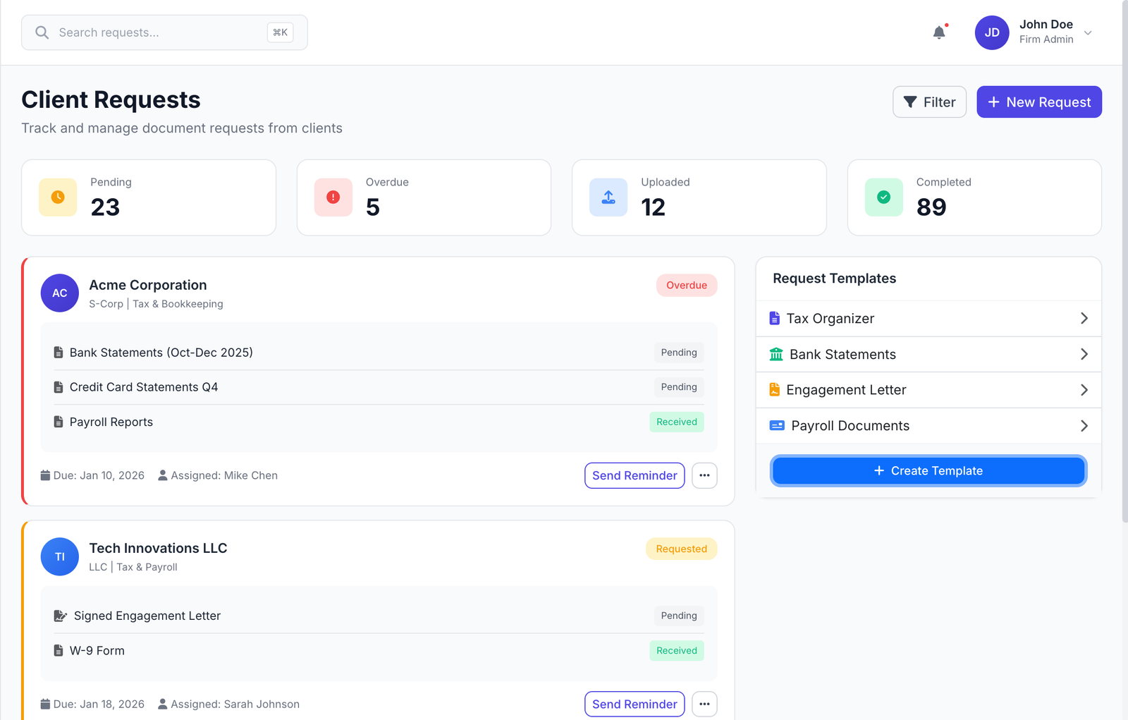 Client requests preview